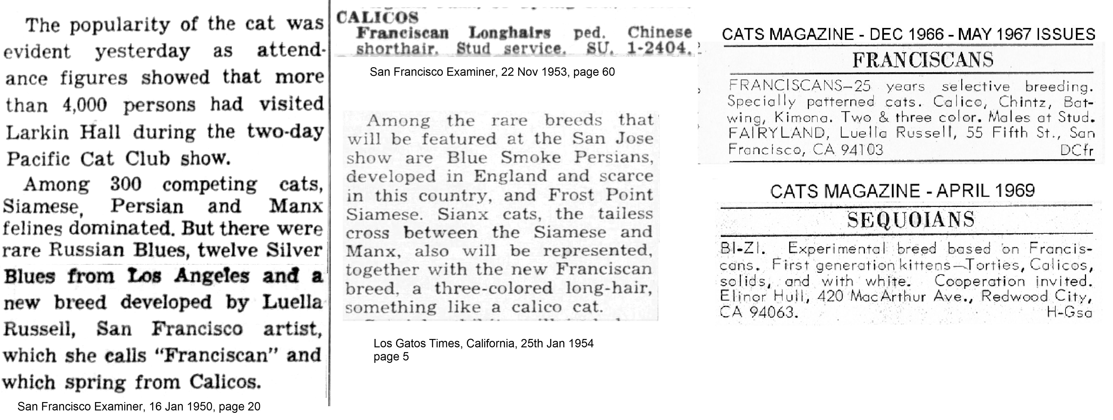 Franciscan and Sequoian Breeds from the 1950s